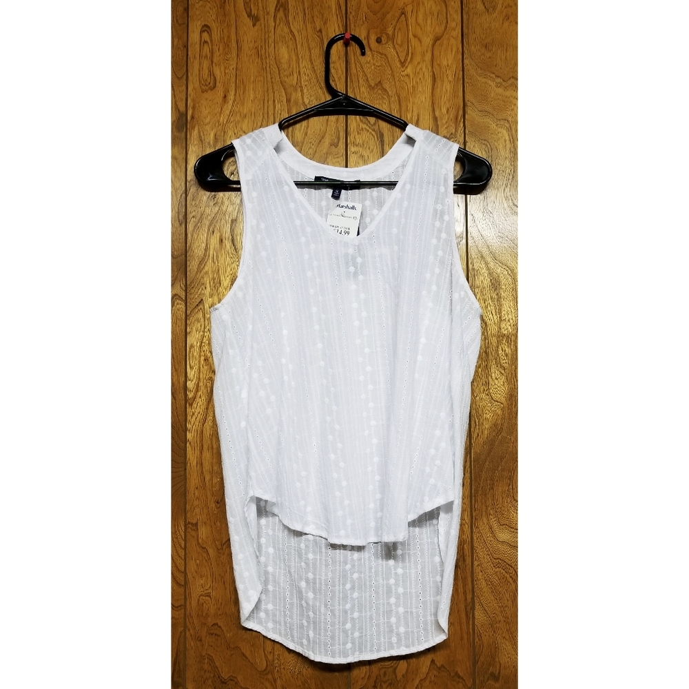 One Clothing Sheer White High/Low Tanktop